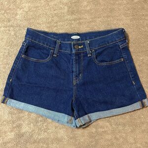 Old Navy Wow Short Blue Jean Shorts Cuffed Dark Wash Womens Size 2